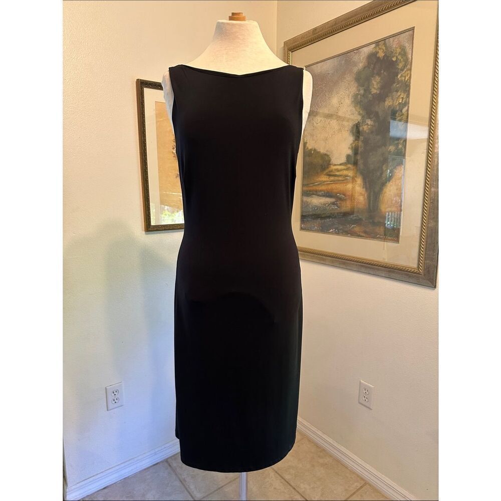Ronen Chen Vintage Black Sleeveless Sheath Dress w/Draped Back Size 2